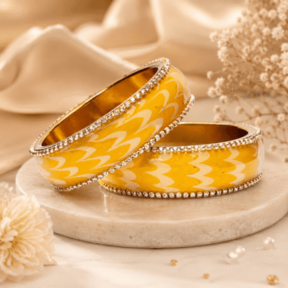 Marble Wave Gold Brass Metal Lac Bangles