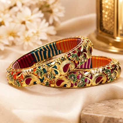 Gulbadan Meena Kundan Motif Lac Kada