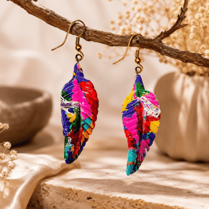 Luxury Multicolor Handmade Lac Leaf Earrings For Women