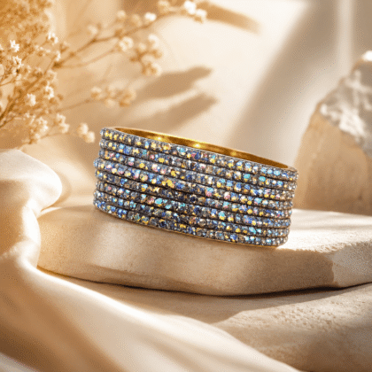 Luxe Crystal Metal Bangle Set